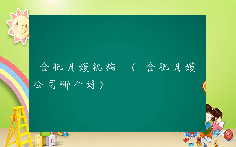 合肥月嫂机构 (合肥月嫂公司哪个好)